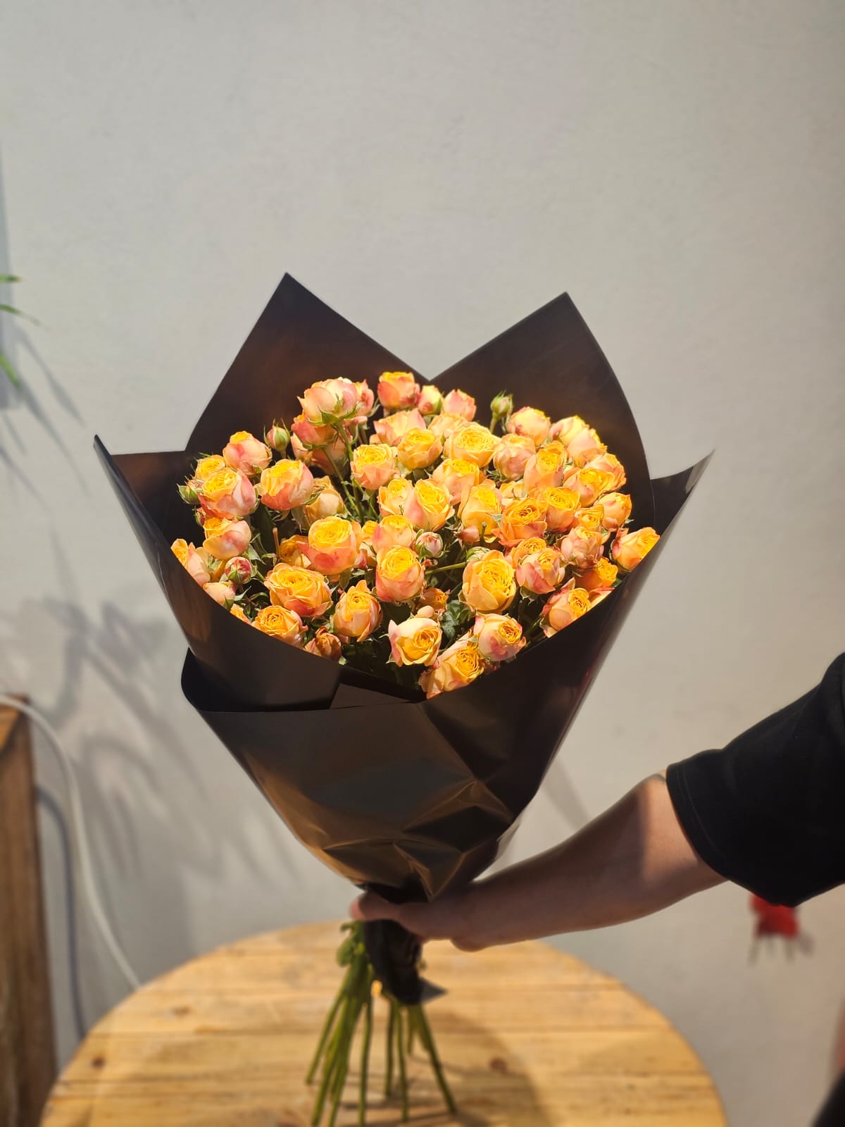 10 Orange & Yellow Baby Roses Bouquet