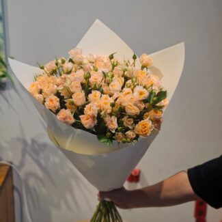 10 Peach Baby Roses Bouquet