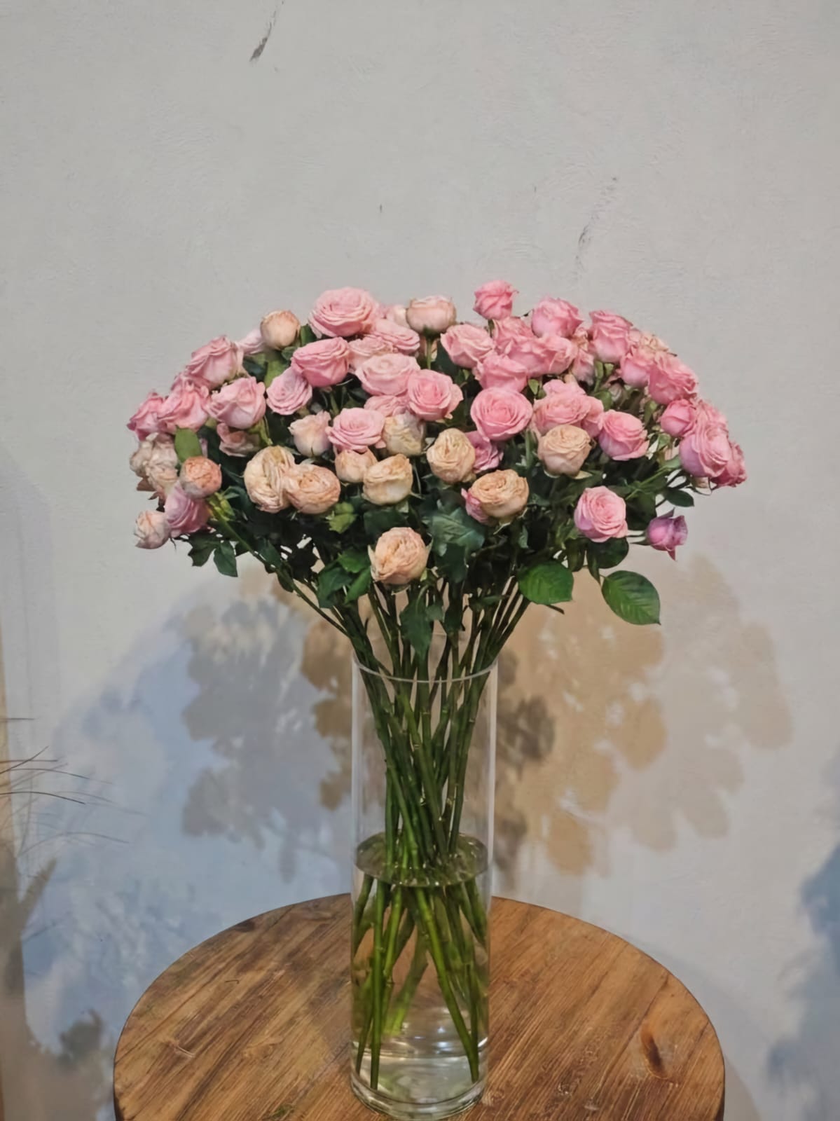 10 Pink Spray Roses with Vase