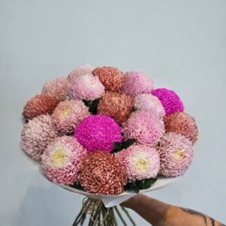 20 Pink & Coral Chrysanthemum Peonies Bouquet