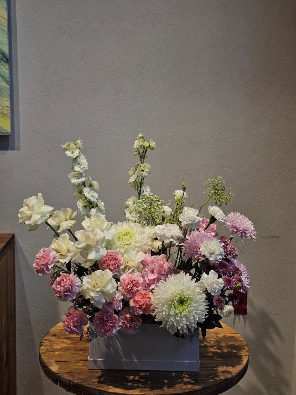 Pink & White Blooms Box Arrangement