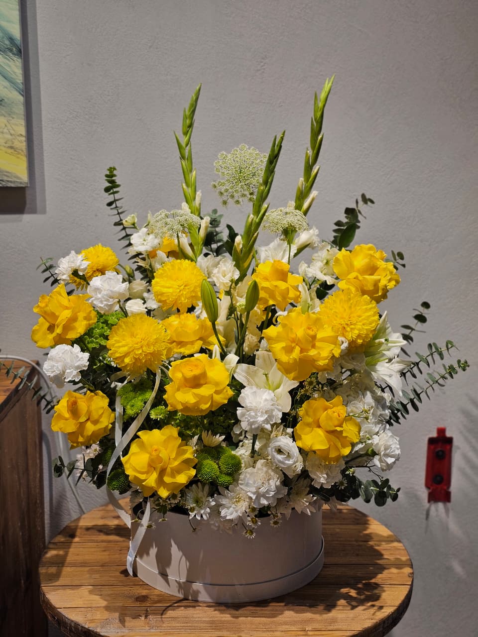 Golden Yellow Blooms Box Arrangement